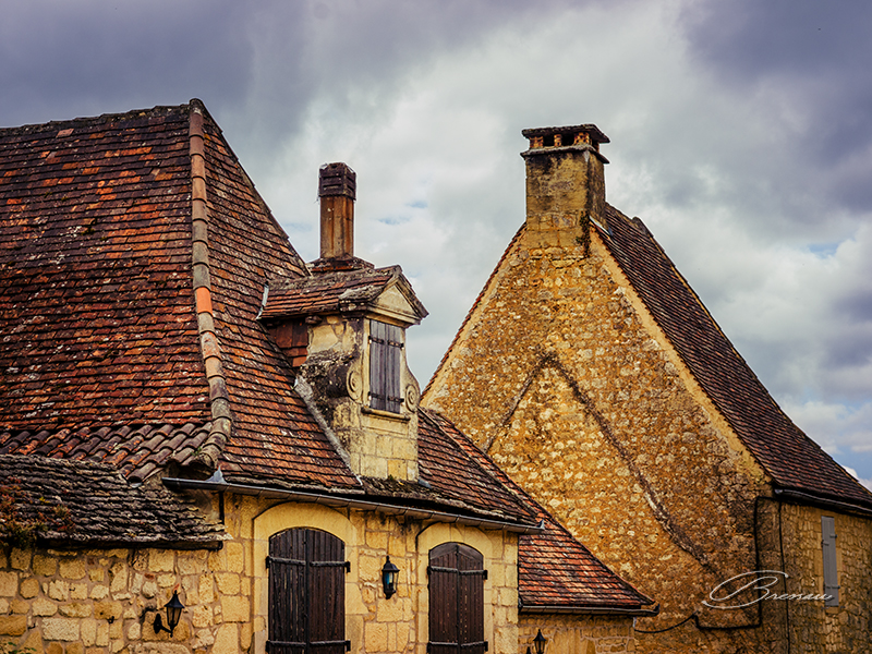 Typical Houses in the Dordogne Region, Domme, France.