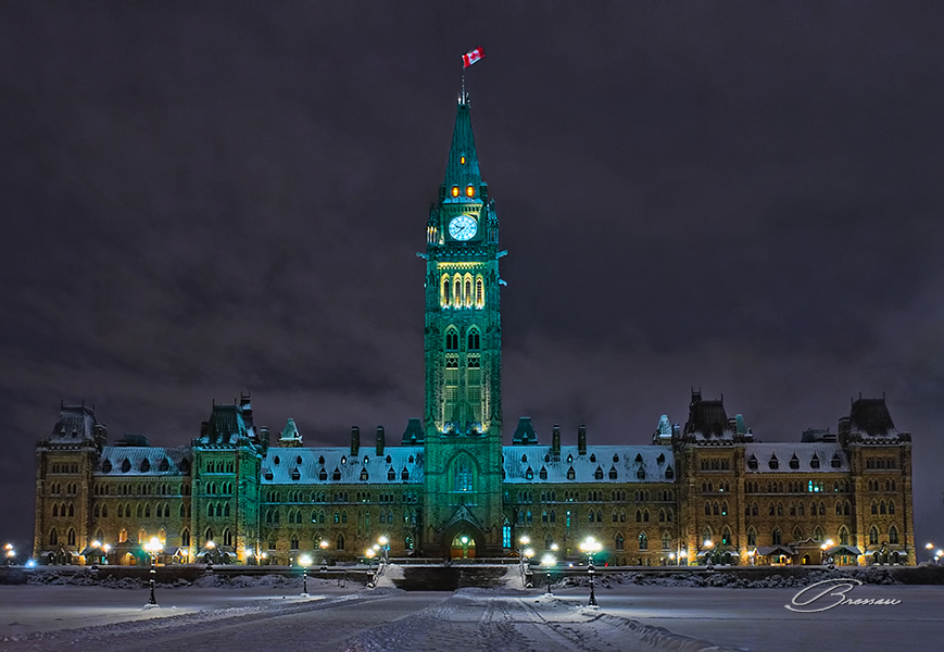 The Parliament Building, Ottawa, Canada, in a very cold night.