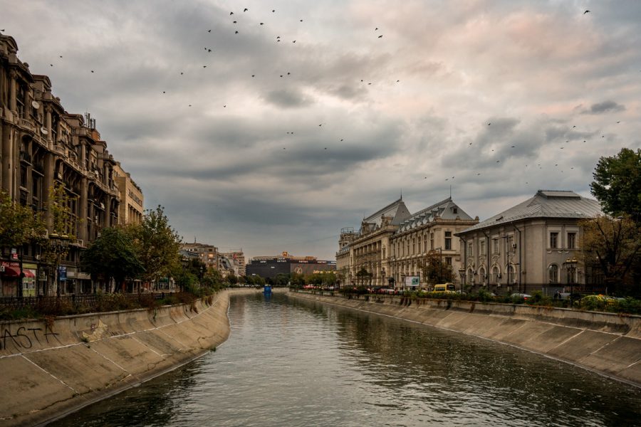 Bucharest, Romania, The Dâmbovița River.